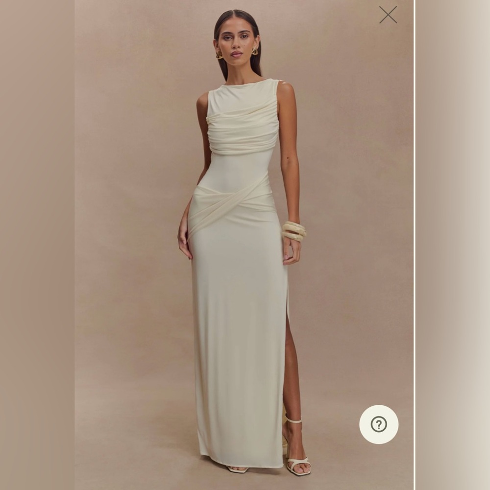 Meshki Cream Henley Maxi Dress